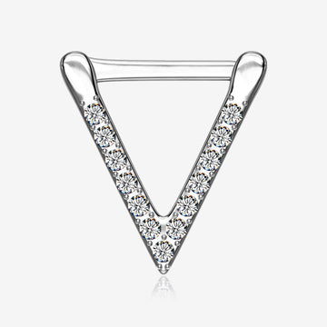 Urban Chevron Arrow Geometric Triangle Multi-Gem Clicker Hoop Ring-Clear Gem